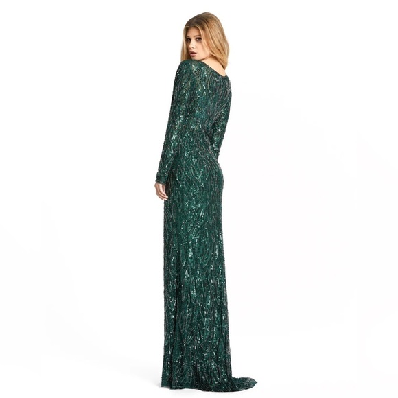 Mac Duggal 5451 NWOT LONG SLEEVE BEADED V-NECK GOWN - Picture 2 of 6
